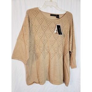 Women's Design 365 Gold Shimmer Sweater Size 1X (H350)